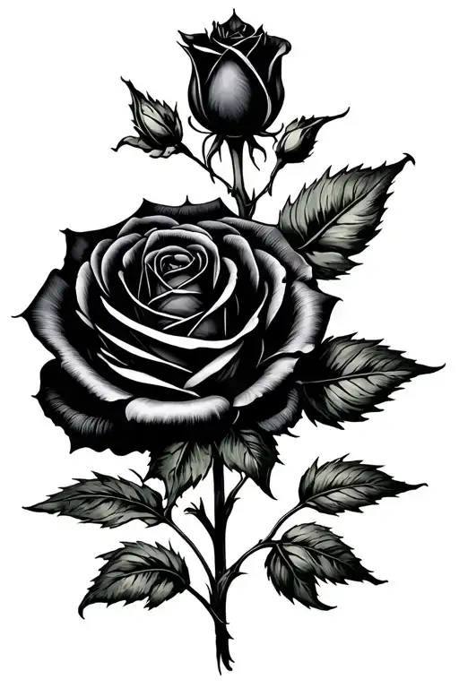 A Gothic Black Rose That's Wilted Like Dementia In The Brain