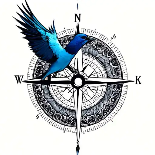 Fibonacci Spiral Compass Bird Rising