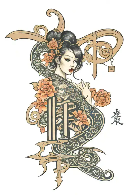 Rebecca In Chinese Letters Plus Artwork Combining Elements