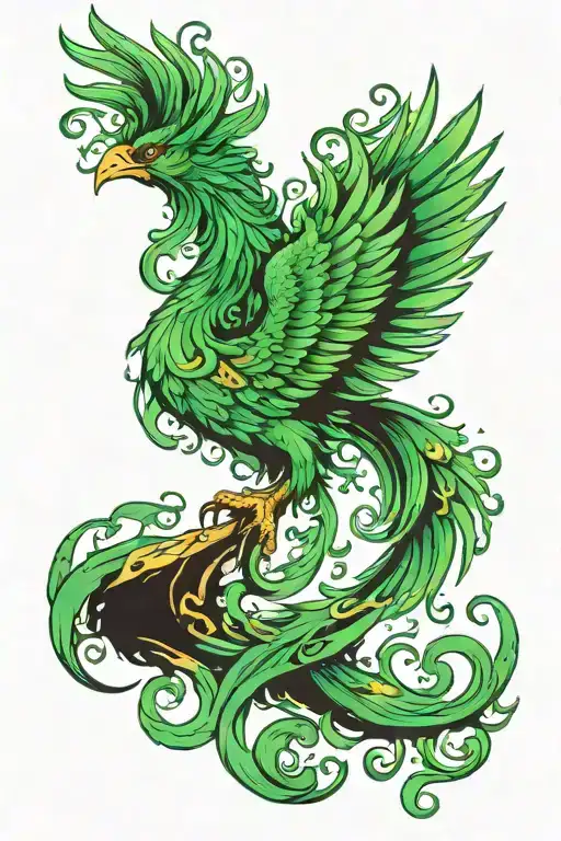 Green Phoenix Flying