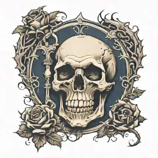 Lighted Pathway From Open Bible With Skulls On The Side