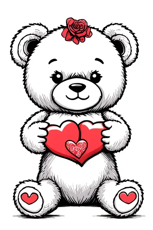 Teddy Bear Holding 2 Heart Shape
