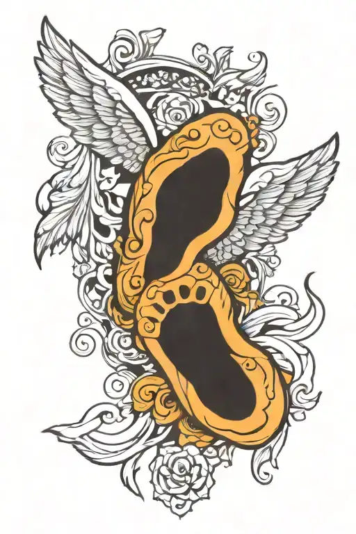 Footprint With Angel Wings