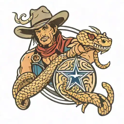 Cowboy And A Rattlesnake In Dallas Cowboys Logo
