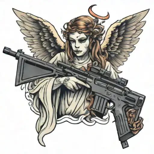 Angel With No Face Holding Ar 15 Rifle Crossed