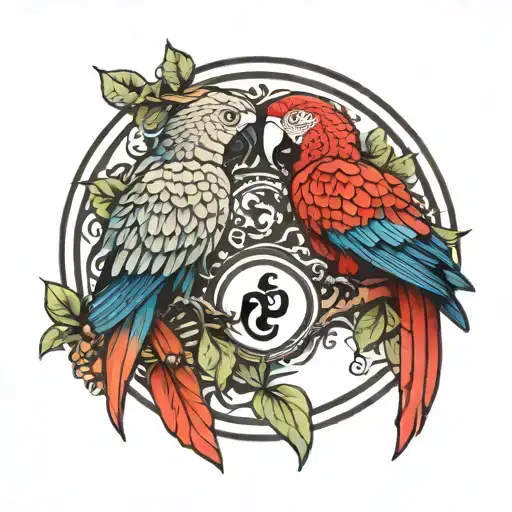 Parrot Nymphs Yin Yang Symbol