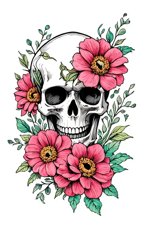 Skull And Flowers