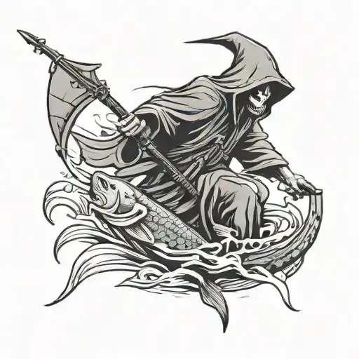 Grim Reaper And Fishing