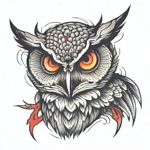 Aggressive Owl With Red Eyes