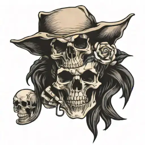 Tattoo Of A Man In Skull Holding A Skull In His Hand