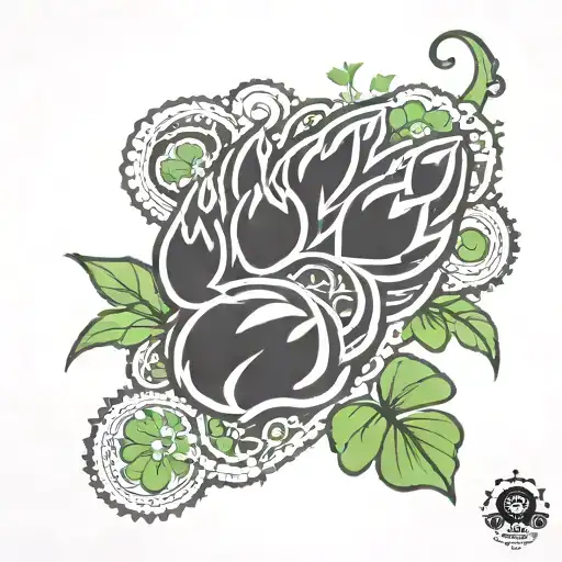 Tribal Bear Paw With Clover And Pea Pod