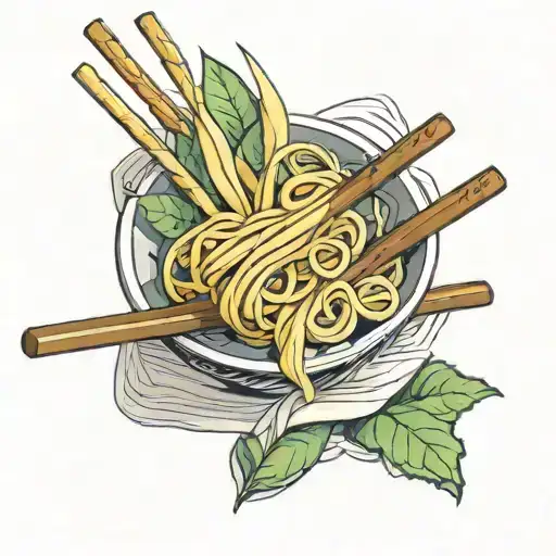 Chopsticks Tattoo With Noodles On It Minimalist But Aesthetic