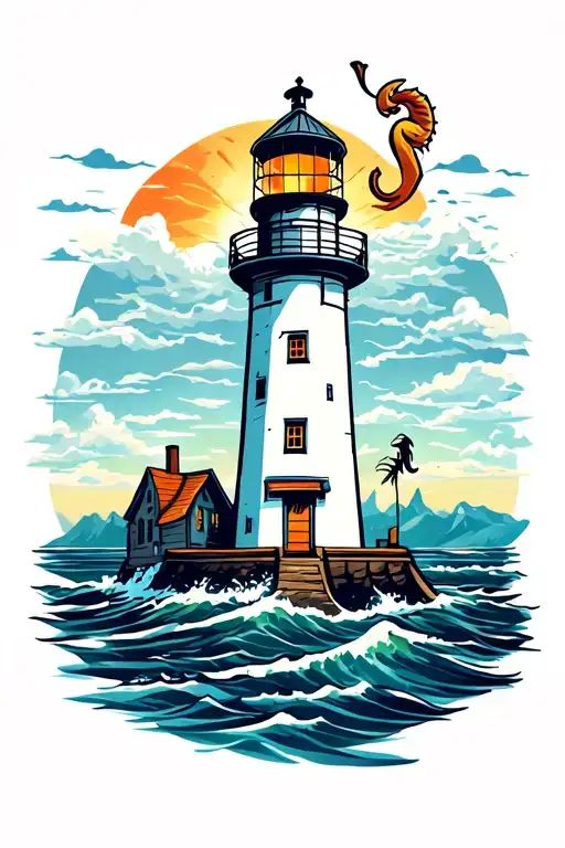 Lighthouse With A Kokopelli In The Middle And Shaded