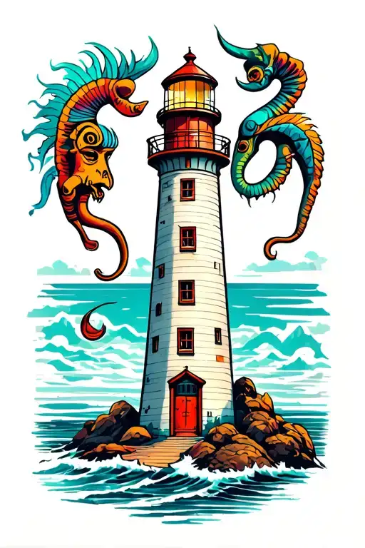 Lighthouse With A Kokopelli In The Middle Of The Lighthouse