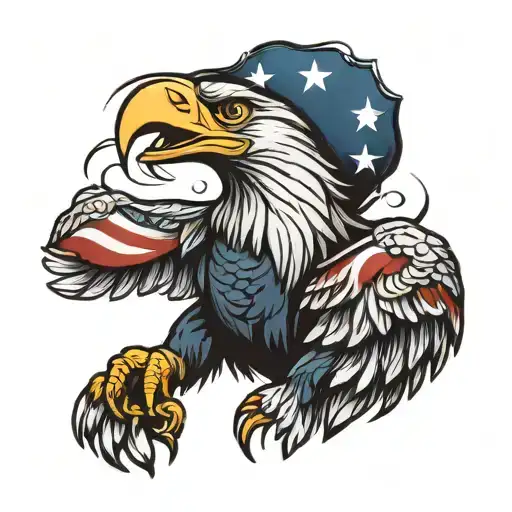 Eagle Holding Us Flag