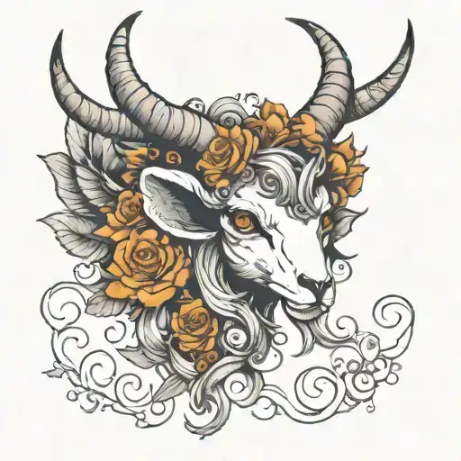 Fairy Ram Horns Fire Wings