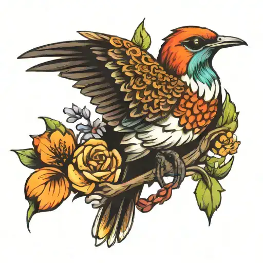 Small Cuckoo Bird Neck Tattoo Design