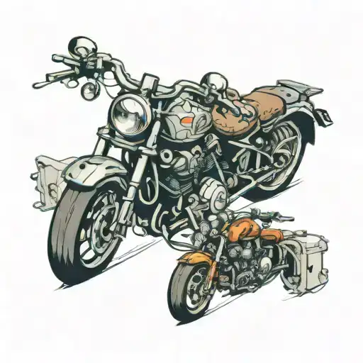 Motocyle And Skull