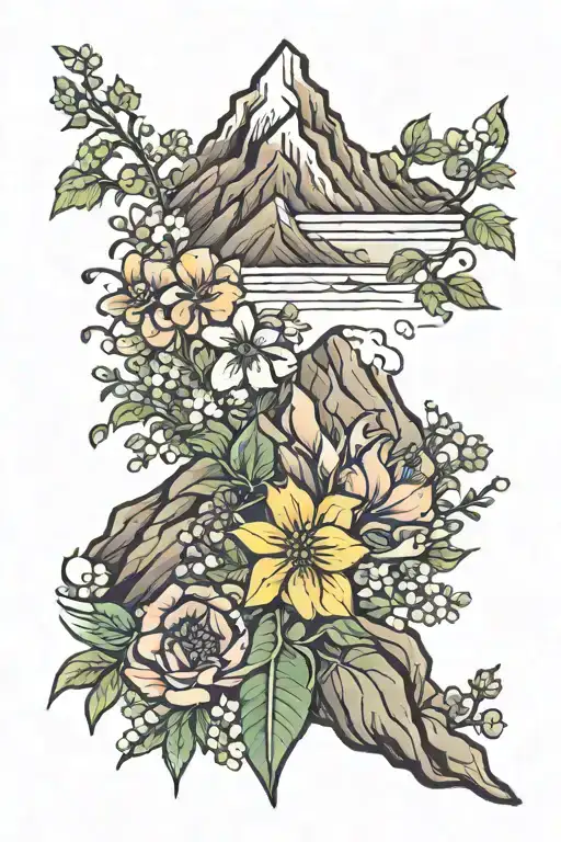 Mountain And Flowers
