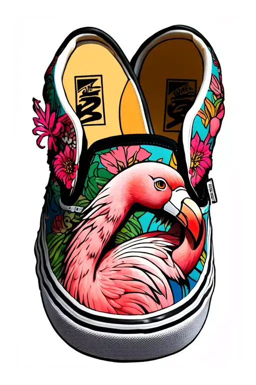 Flamingo Wearing Slip-on Vans