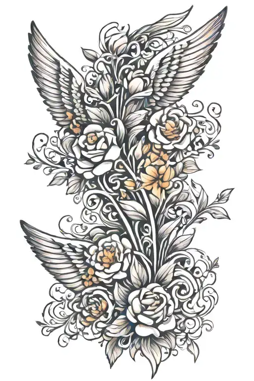 Angel Wings With Floral And The Pintail J