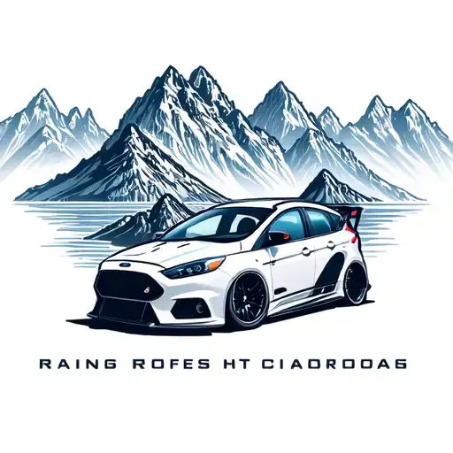 Ford Focus Rs Logo With Mountain Landscape Background