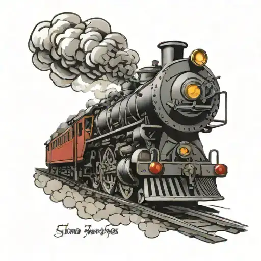 Steam Train My Brothers Keeper Tattoo Black