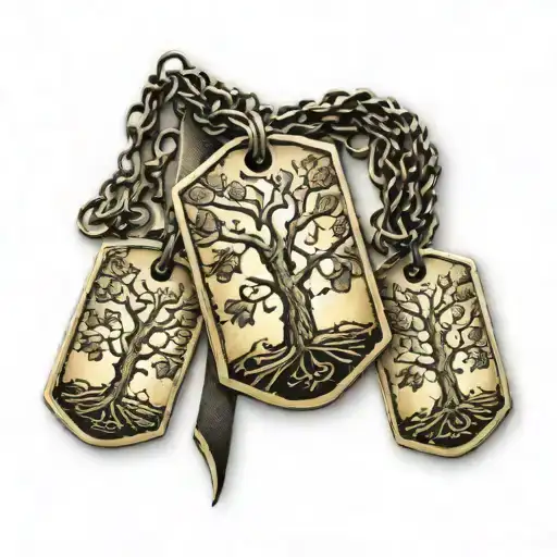Family Tree Dog Tags Hanging