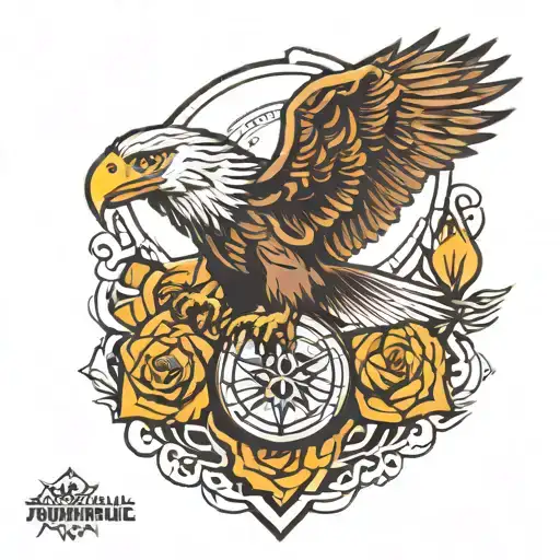 Geomatric Tattoo For Forearm With Eagle