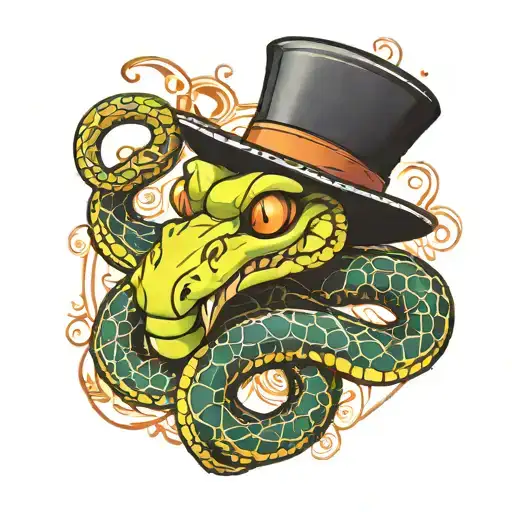 Snake Zodiac With Top Hat Cute