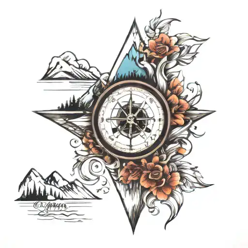 Alpine Mountains And The South Looking Compass