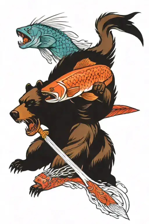 Bear Fighting Salmon