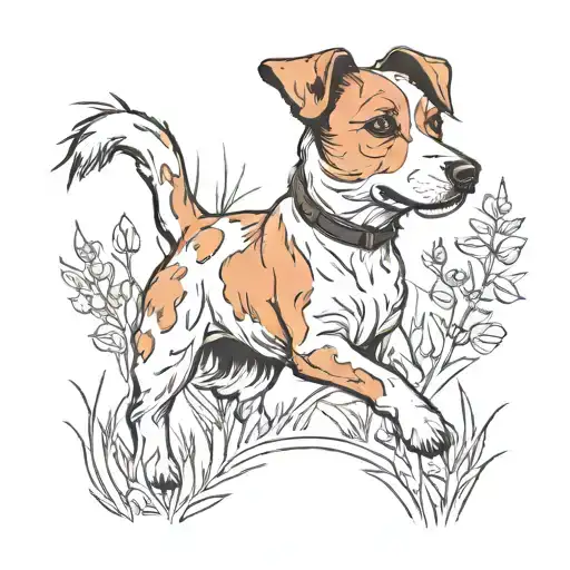 A Minimalist Silhouette Of A Jack Russell Terrier Enjoying A Nature Walk