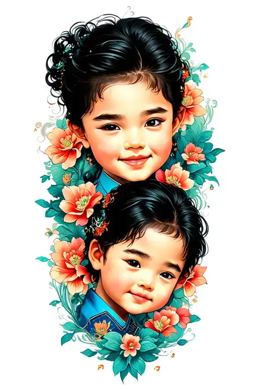 Chinese Love Children Family Men Music Flying