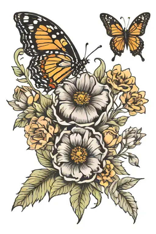 January And July Birth Flowers And Butterflies