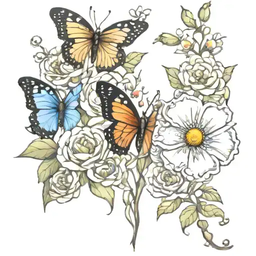 January And July Birth Flowers And Butterfly