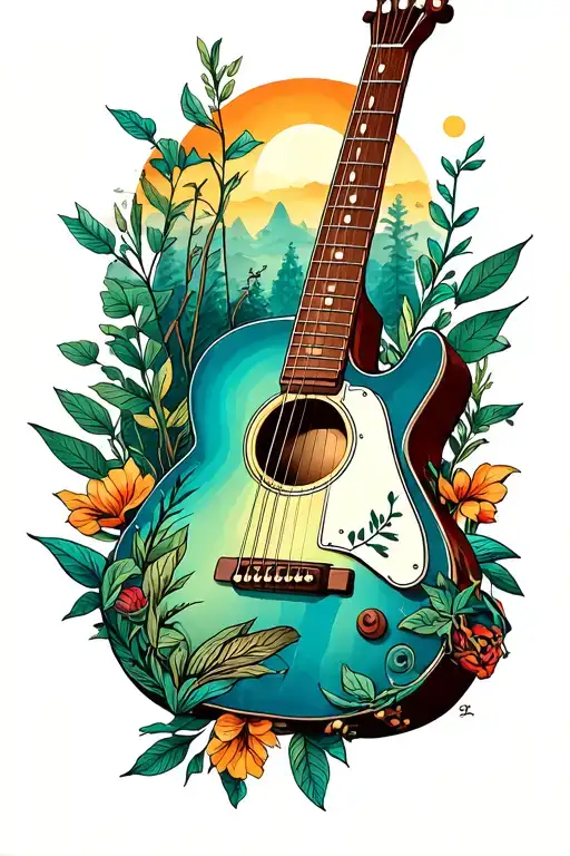 Guitar And Nature Scene
