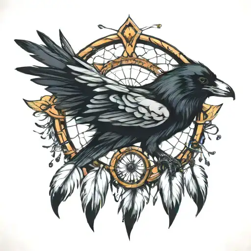 Dream Catcher Raven Wolf