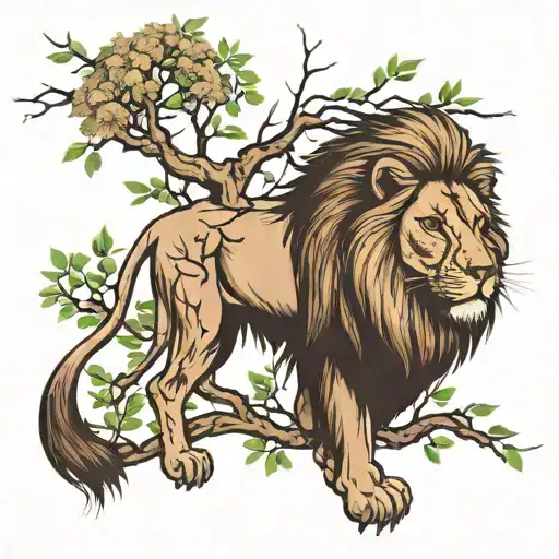 Lion & Willow Tree