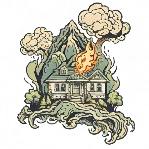 Money Buring With Mountain In Back