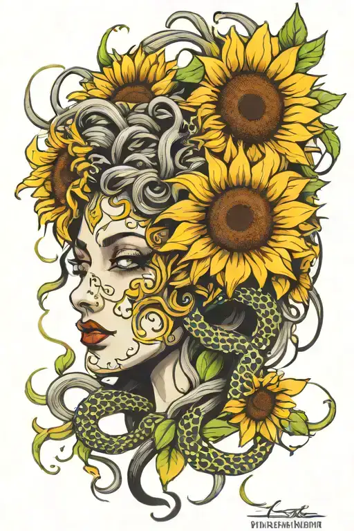 Medusa Snakes Sunflowers Wrapped