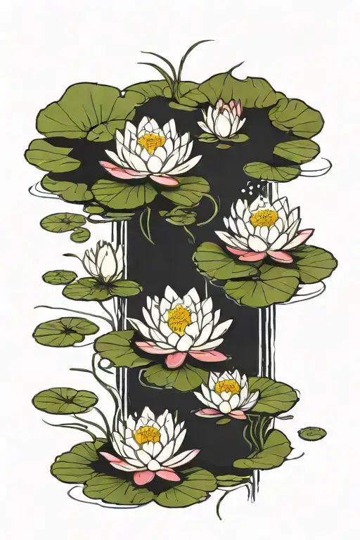 Water Lily Flowers And Pads