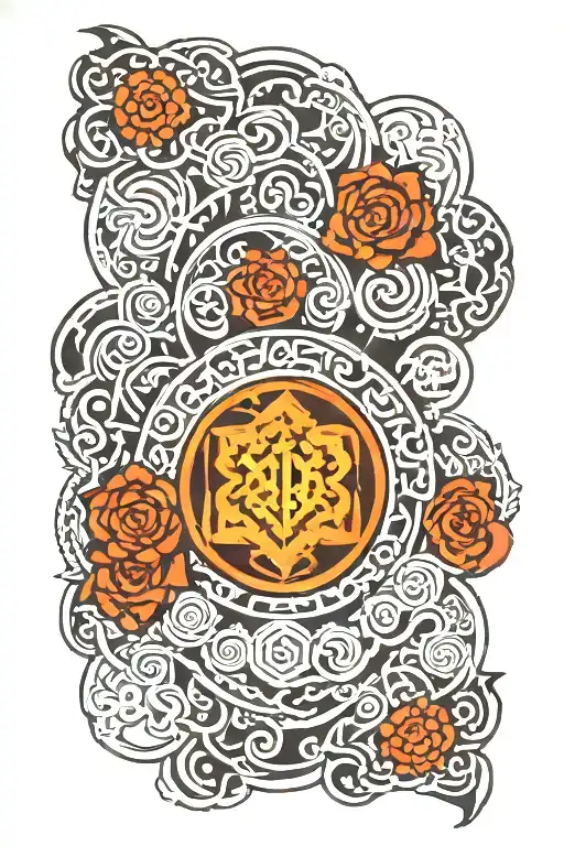 Buddhist Dhamma Chakra With Endless Knot Of Wisdom