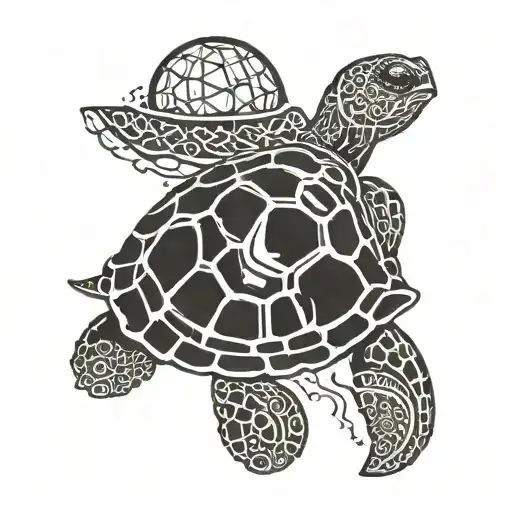 Turtle With Globe Shell Pattern