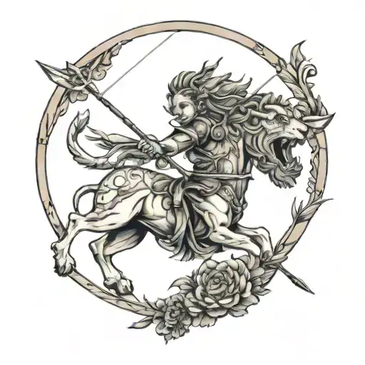 Sagittarius Archer With A Lion