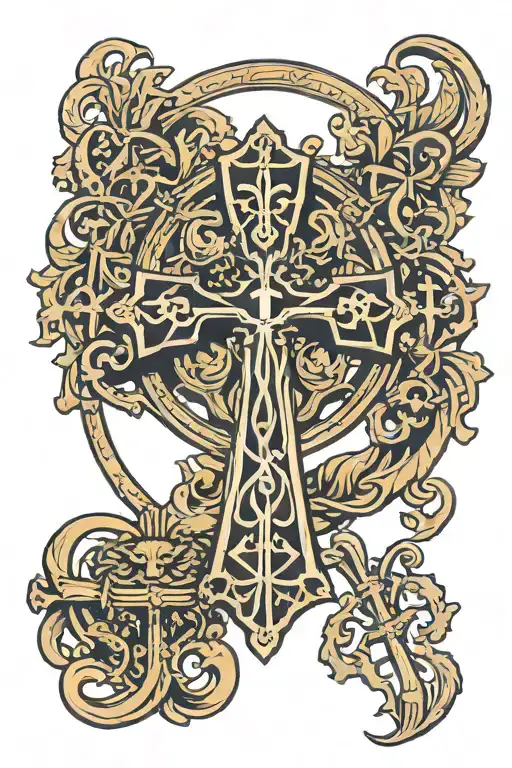 Lion Ankh Cross Jerusalem Cross Surrounded