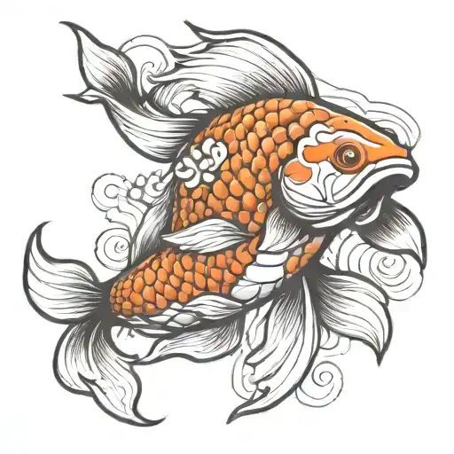 Sketch Koi Fish