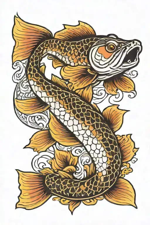 Northern Pike In The Style Of Japanese Koi Fish