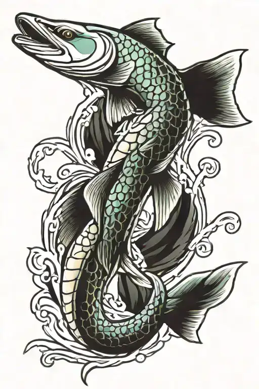 Northern Pike Koi Fish Swimming Upwards