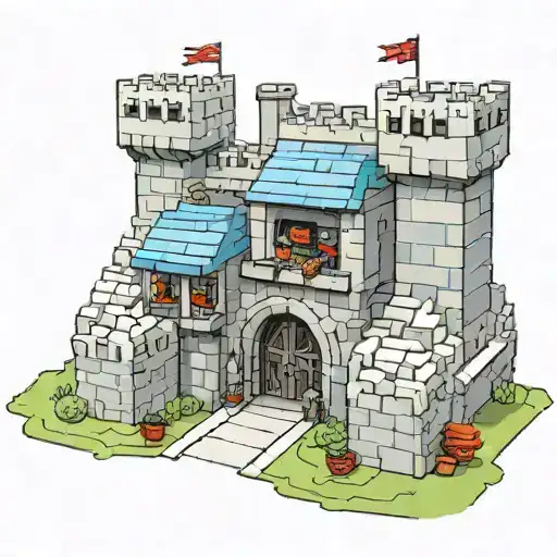 A Castle Built Out Of Legos With A Large Gate Out Front